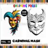 Unveil the Celebration Carnival Mask for Coloring Vol 10 - 100 Pages