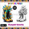 Floral Boots Coloring Sheet