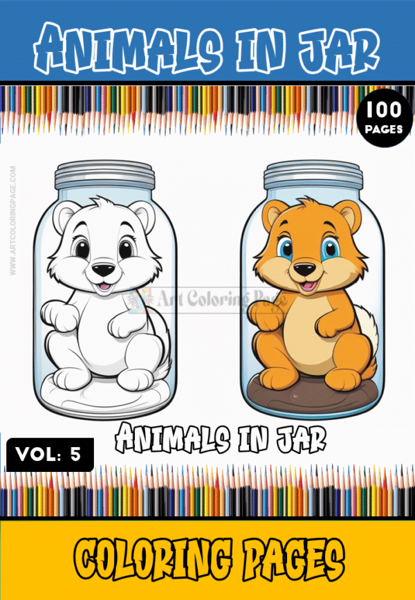 Embark on a Journey of Discovery with "Animal in Jar Coloring Pictures Vol:5"