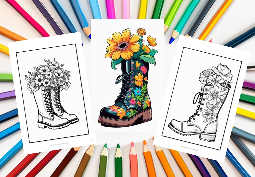 Unveiling the Fusion of Fashion and Flora Flower Boots Coloring Book