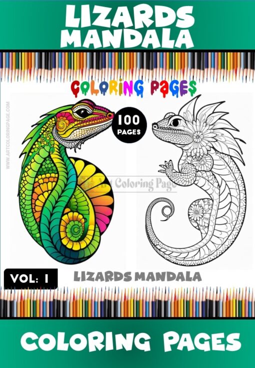 Discover the Wild Lizards Mandalas Coloring VOL 1