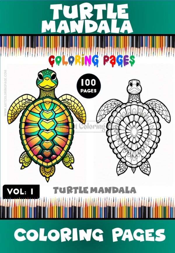 Dive into Tranquility Turtles Mandalas Coloring VOL 1