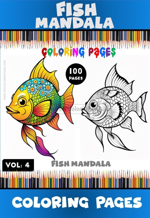 Dive into a World of Tranquility with Mandala Fish Coloring Vol 4