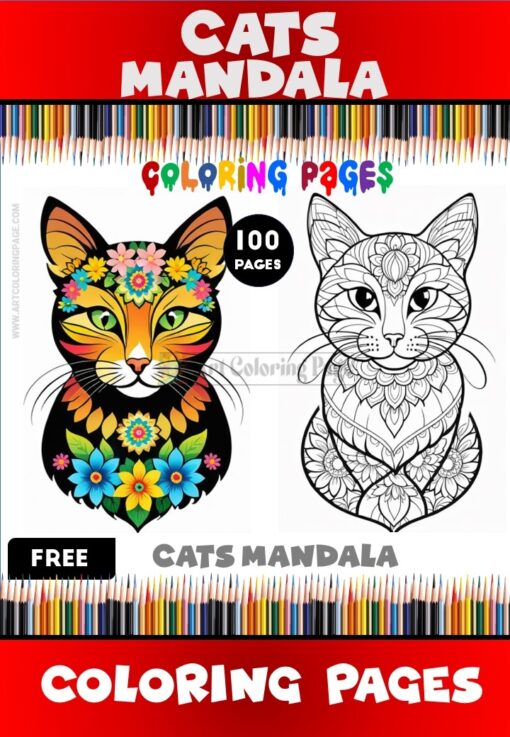 Embrace Tranquility Free Mandala Coloring Cat