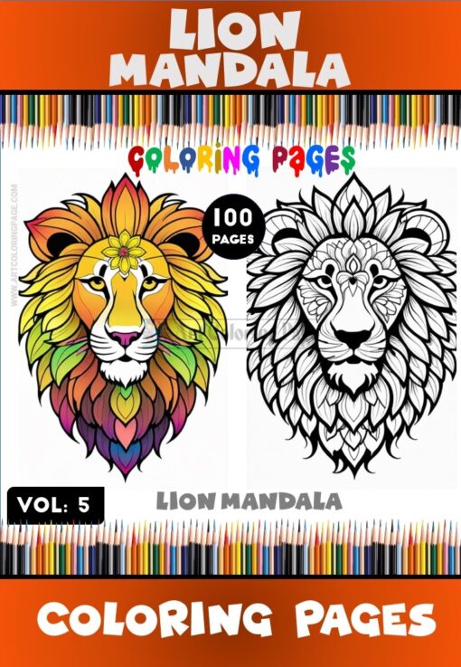 Embrace the Majesty: Mandala Lion Coloring VOL 5