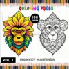 Explore the Jungle Monkey Mandalas Coloring VOL 1