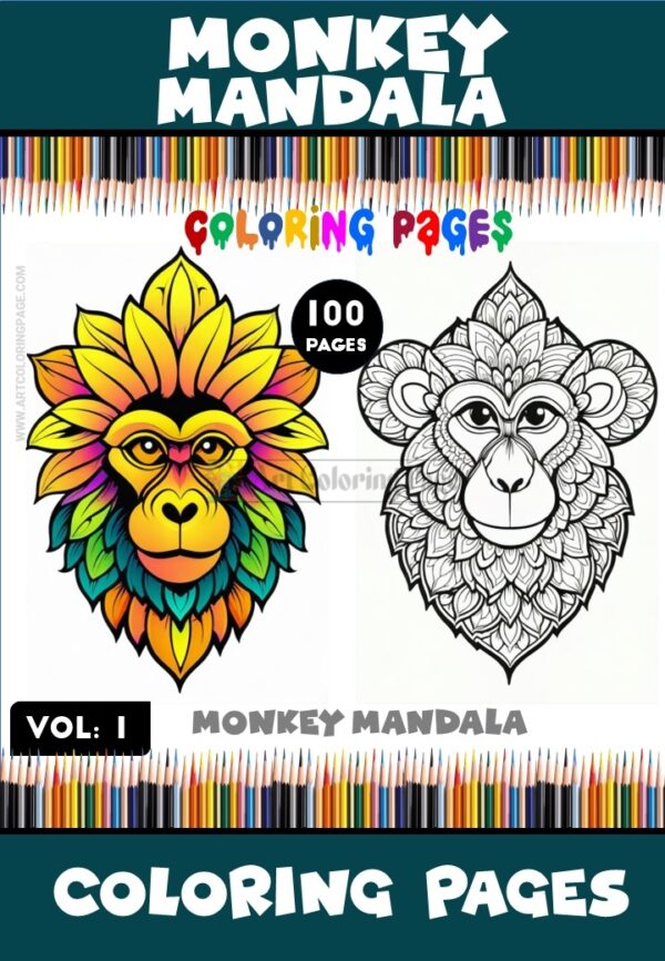 Explore the Jungle Monkey Mandalas Coloring VOL 1
