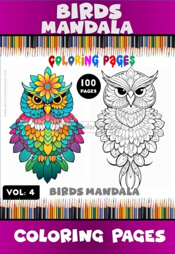 Find Harmony Coloring Page Mandala Bird VOL 4