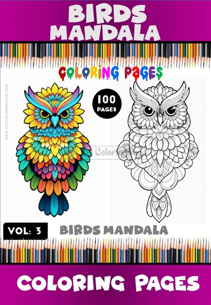Immerse Yourself Coloring Pages Mandala Birds VOL 3