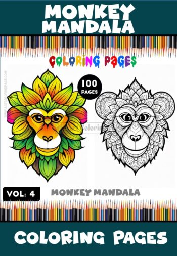 Immerse Yourself in Playful Creativity Mandala Coloring Monkey VOL 4