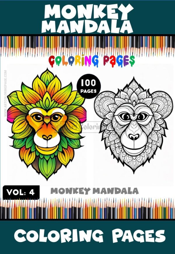 Immerse Yourself in Playful Creativity Mandala Coloring Monkey VOL 4