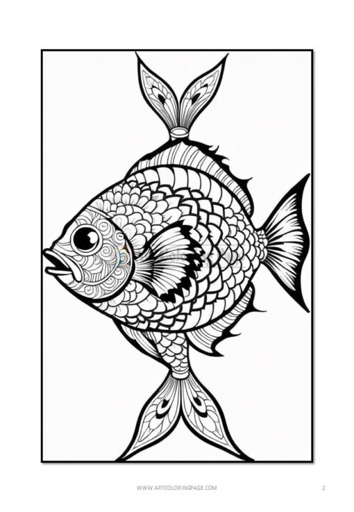 Immerse Yourself in Tranquility with Fish Mandala Coloring Page Vol 2! - Image 2