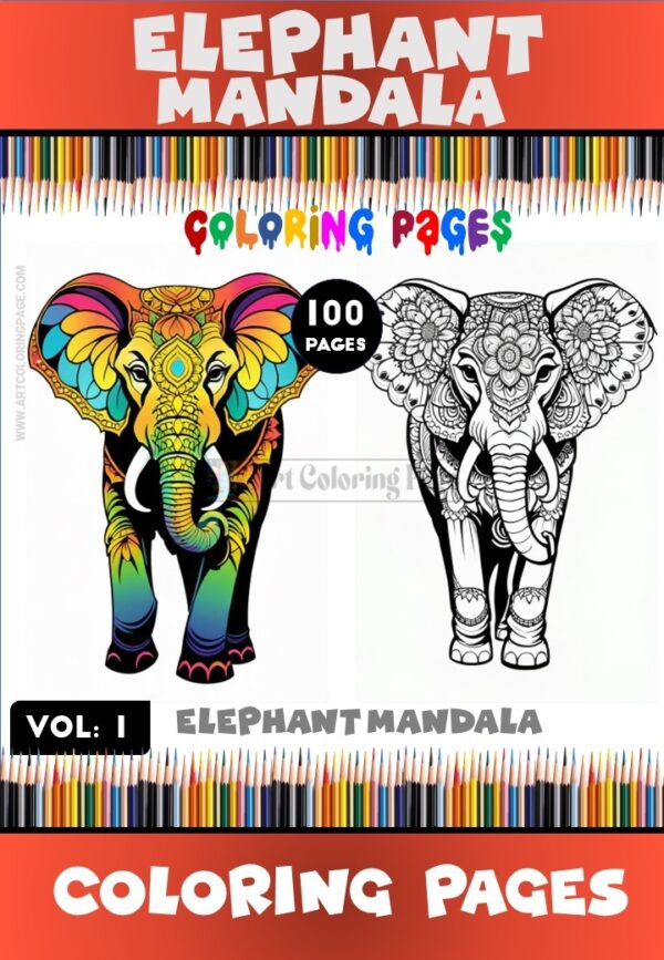 Majestic Marvels Elephant Mandalas Coloring Pages VOL 1