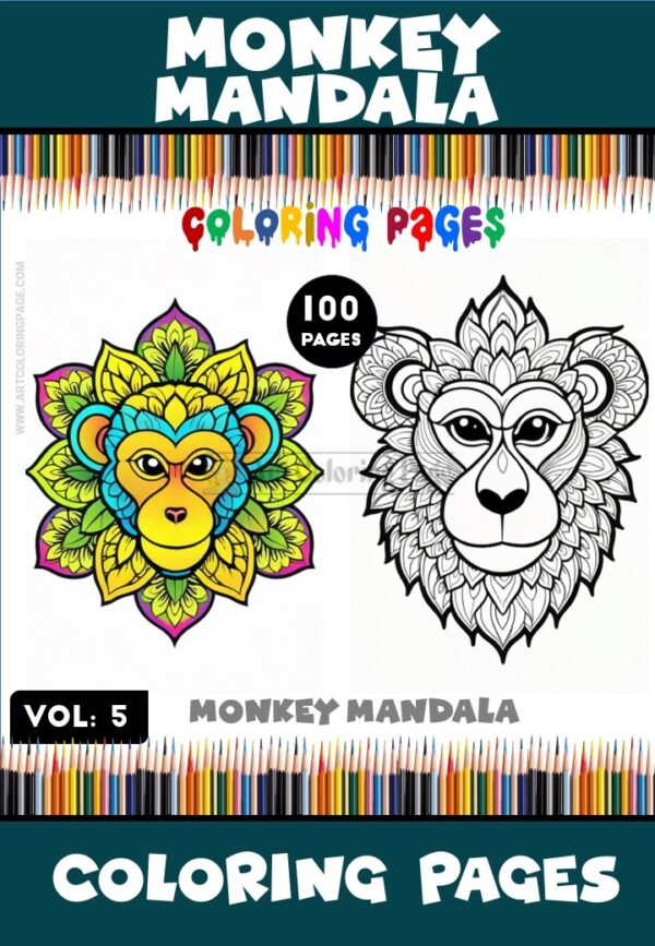 Embrace Playful Creativity: Mandalas Coloring Monkey VOL 5
