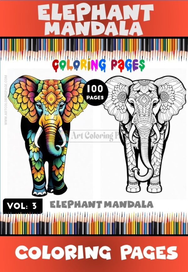 Peaceful Pachyderms Elephant Mandala Coloring VOL 3