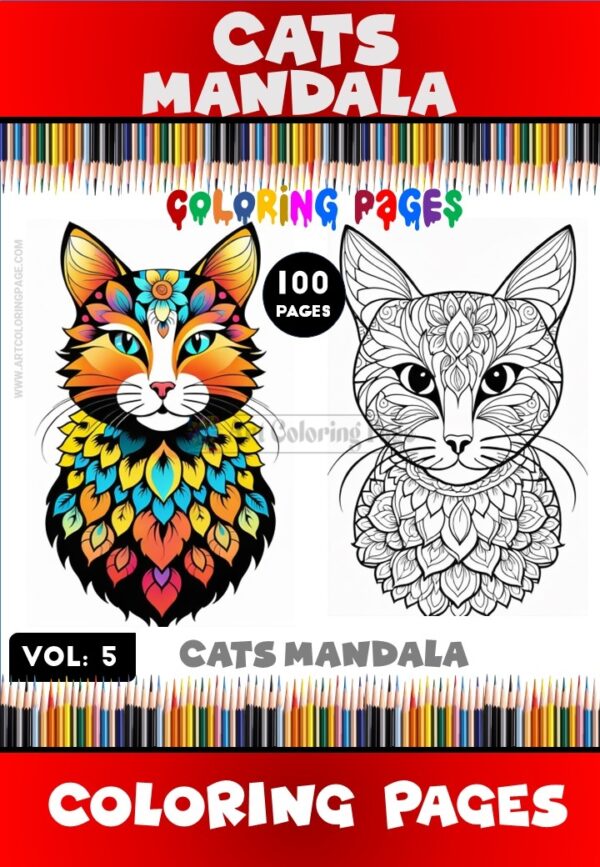 Serene Feline: Mandala Coloring Cat VOL 5