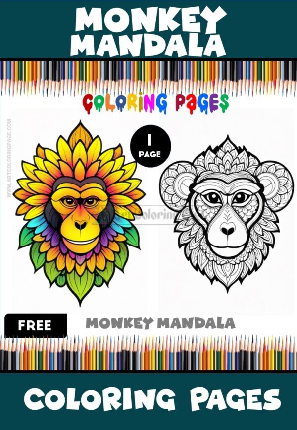 Set Your Imagination Free Free Mandala Coloring Monkey