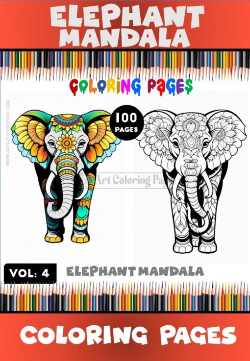 Tranquil Tusks Mandala Coloring Elephant VOL 4