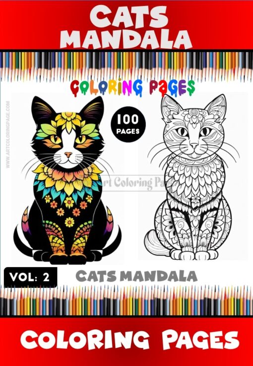 Whisker Wonderland Cat Mandala Coloring Page VOL 2