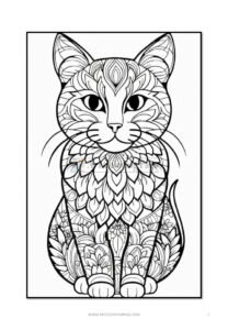 Whisker Wonderland Cat Mandala Coloring Page VOL 2