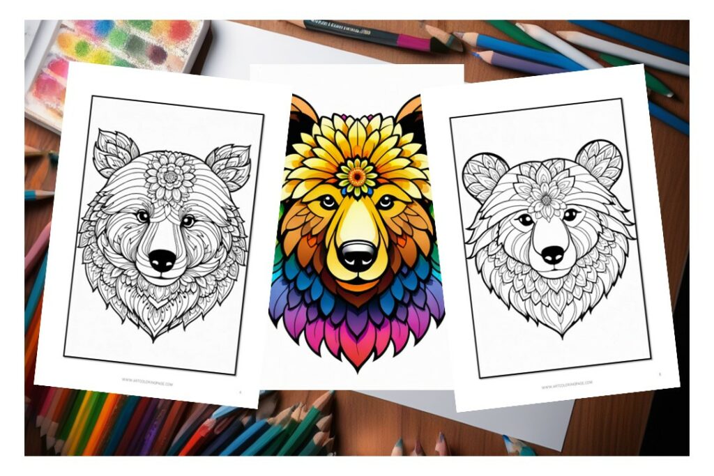 Bear Mandalas Coloring Book for Summer Vacations with Kids