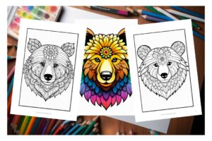 Bear Mandalas Coloring Book for Summer Vacations with Kids