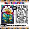Dive Into Floral Splendor with Stained Glass Flowers Coloring Pages Vol. 1