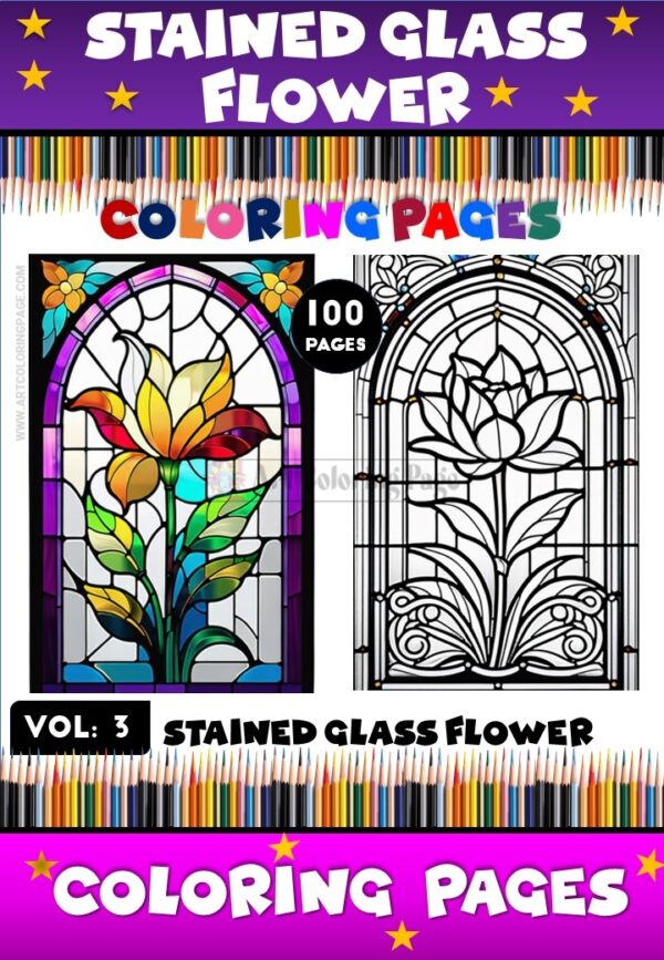 Immerse Yourself in Radiant Beauty with Stained Glass Coloring Pages Vol. 3