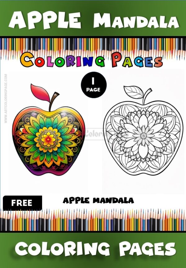 Apple Free Coloring Mandala Pages Instant Download