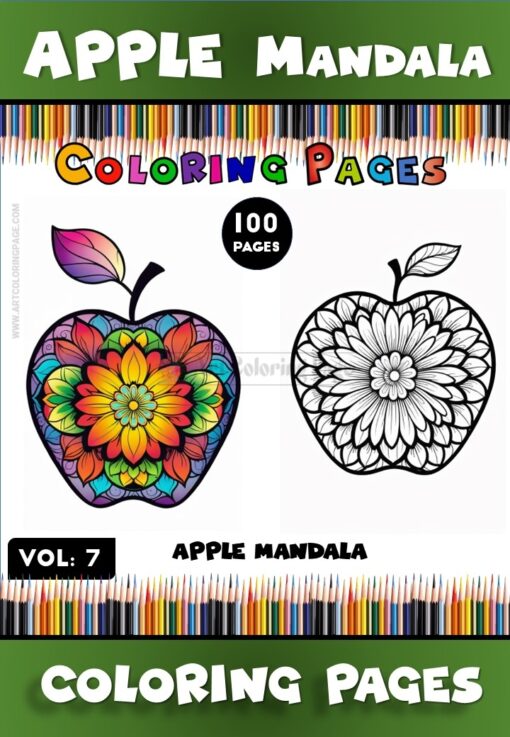 Elevate your coloring experience with our Apple Mandala Coloring Books - 7. This latest volume features 100 pages of beautifully crafted mandala designs, perfect for those seeking relaxation and artistic fulfillment.