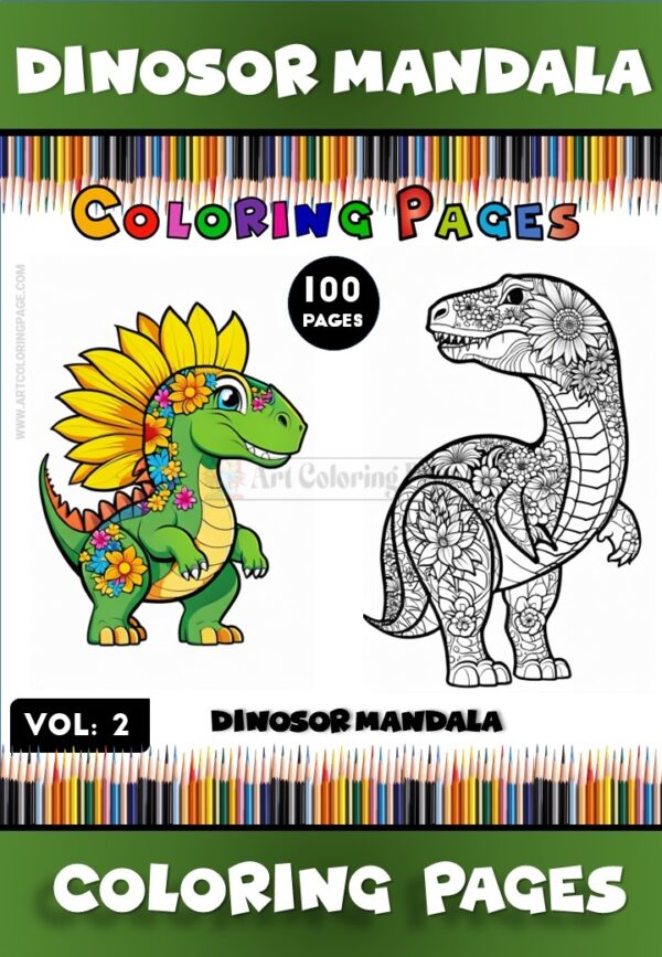 Dive into a Prehistoric Paradise with Dinosaur Mandala Coloring Vol - 2!