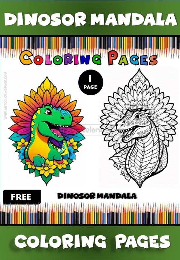 Dive into Fun with Dinosaur Free Coloring Mandala Pages!