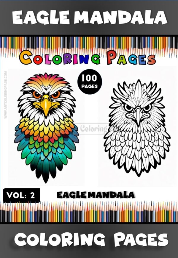 Elevate Your Creativity with Eagle Mandala Coloring Pages, Vol - 2!