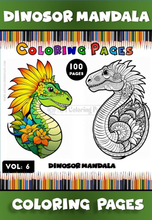 Ignite Your Imagination with Dinosaur Mandala Coloring Image Vol - 6!