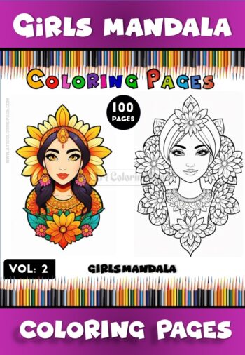 Immerse in Creativity with Girl Mandala Coloring Pages, Vol - 2