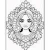 Immerse in Creativity with Girl Mandala Coloring Pages, Vol - 2