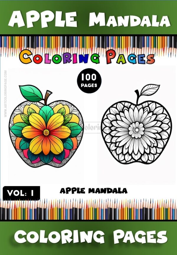 Indulge in Creativity with Apple Mandala Coloring Pages Vol - 1