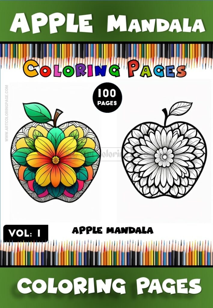Indulge in Creativity with Apple Mandala Coloring Pages Vol - 1