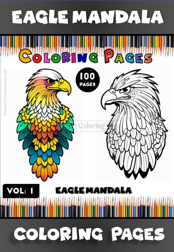 Soar into Creativity with Eagle Mandala Coloring, Vol - 1!
