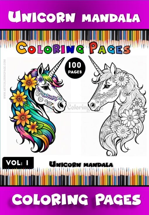 Unicorn Mandala Coloring Pages Vol - 1 100 Pages of Enchanting Designs