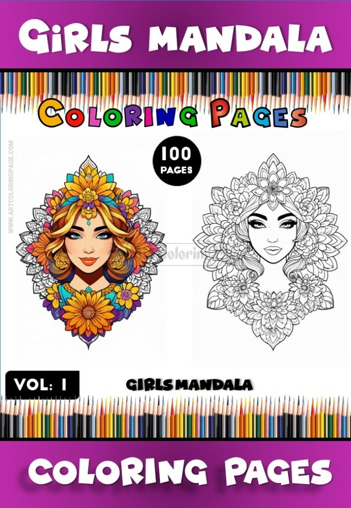 Unleash Creativity with Girl Mandala Coloring, Vol - 1