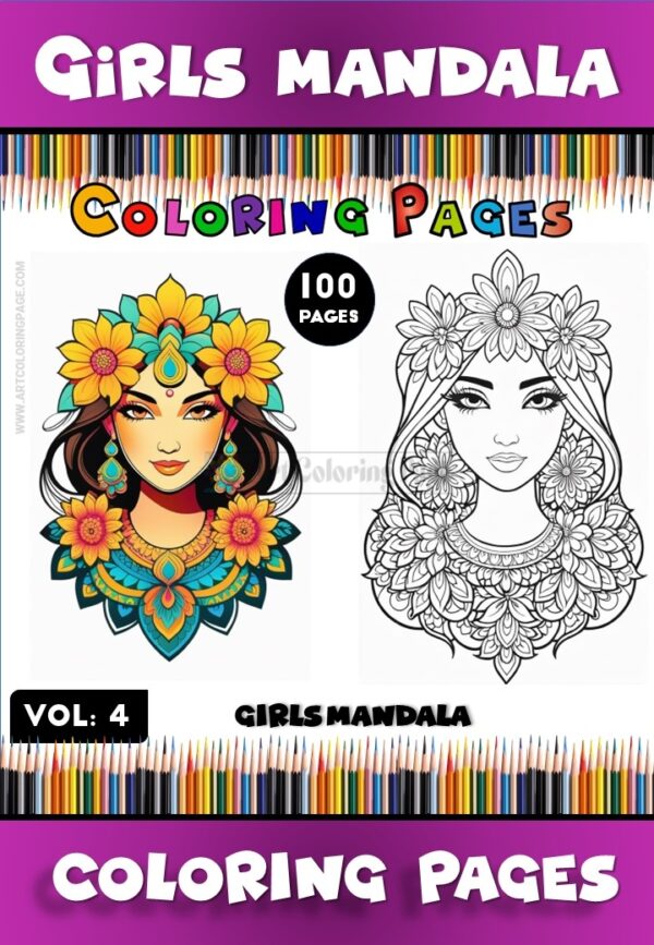 Unleash Your Creativity with Girl Coloring Page Mandala Vol - 4