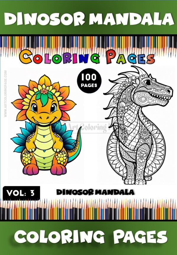 Unlock Prehistoric Creativity with Dinosaur Mandala Printable Vol - 3!Diapositive1