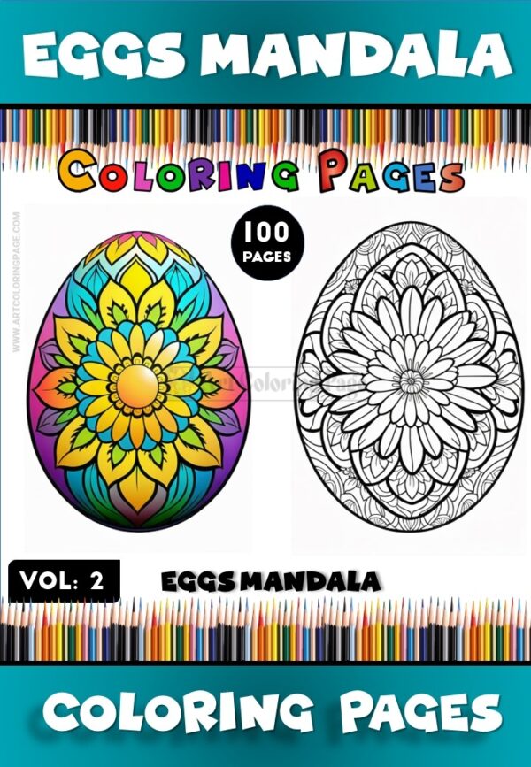 Unwind and Create with Eggs Coloring Page Mandala Vol - 2!