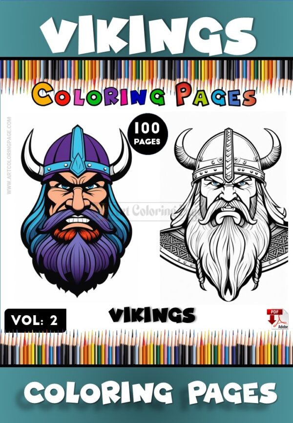 Embark on a creative journey with our Vikings Coloring Vol 2. This captivating collection of 100 pages invites you to dive into the legendary world of Vikings, where each page tells a story of adventure and bravery. Available for immediate download in PDF format, these pages are perfectly sized at 8.27 x 11.69 inches, making them ideal for both children and adults eager to explore their artistic potential.