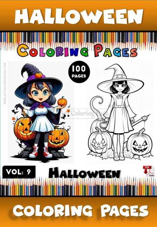 Halloween Color Pages Vol 9 - 100 Pages Instant Download in PDF Format