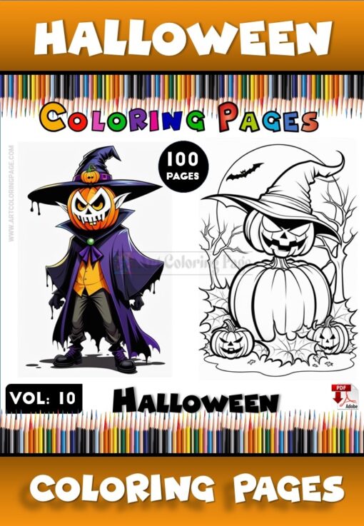 Halloween Coloring Pages for Adults Vol 10 - 100 Pages | Instant Download