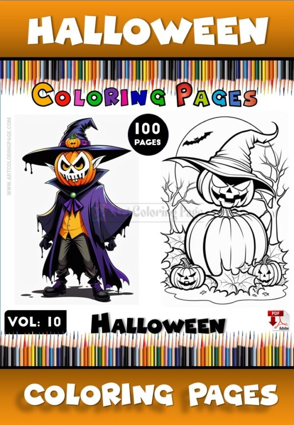 Halloween Coloring Pages for Adults Vol 10 - 100 Pages | Instant Download
