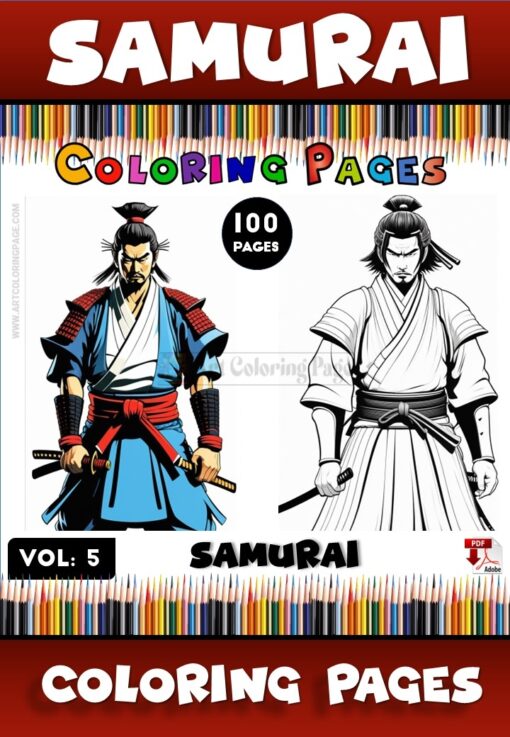 Samurais Coloring Pages Vol. 5 – 100 Pages of Epic Artistic Exploration