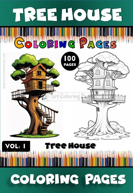 Explore Your Imagination with Tree House Coloring Pages Vol. 1 – 100 Pages